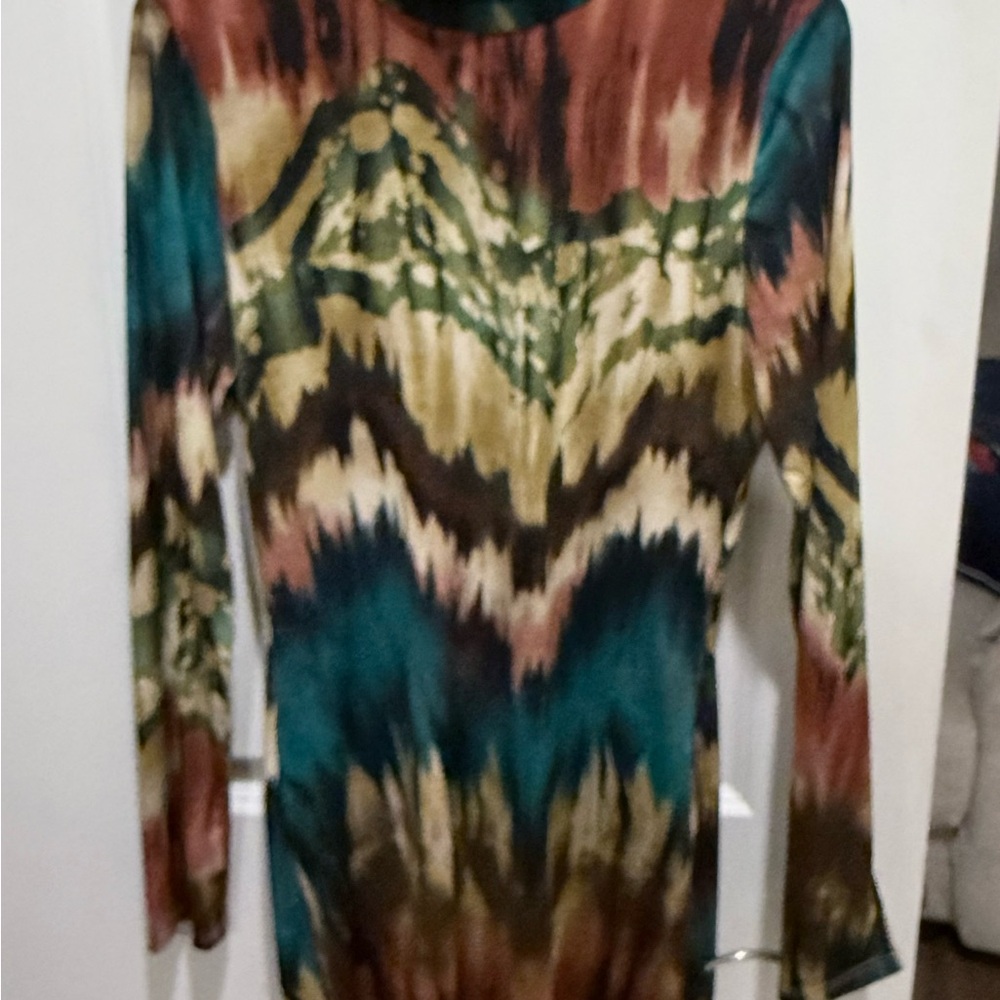 Multicolor Tie-Dye Long Sleeve mini dress